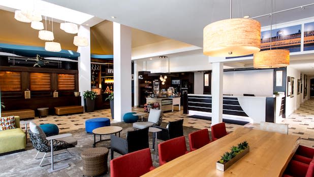 Interior of the lobby at Hilton Garden Inn Staten Island