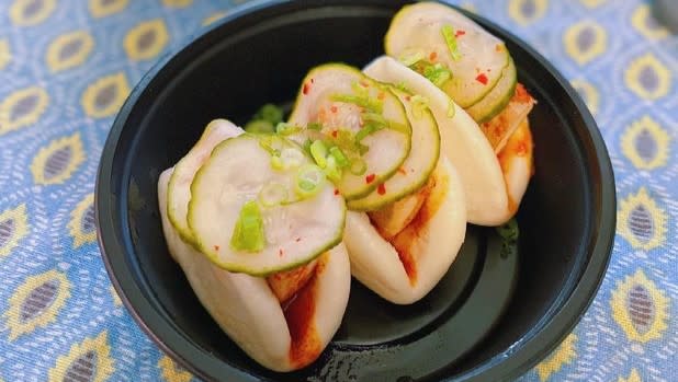 Three steamed buns from Twisted Soul Food Concepts