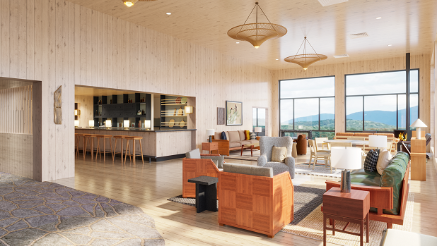 Rendering of the new Bluebird Lake Placid boutique hotel