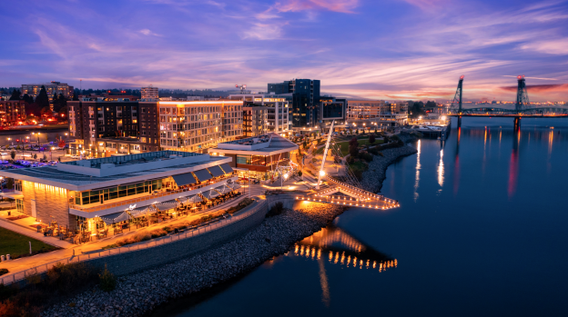 Aerial view of Waterfront Grant Street Pier in Vancouver Washington