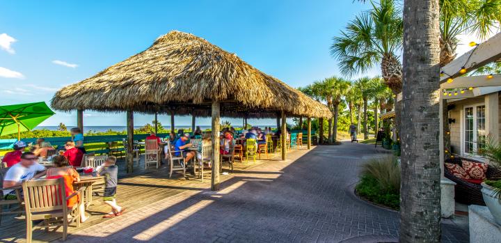 People Sitting Outside at Tortuga Jacks