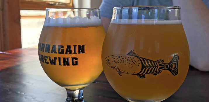 SAmpling beers at Turnagain Brewing in Anchorage