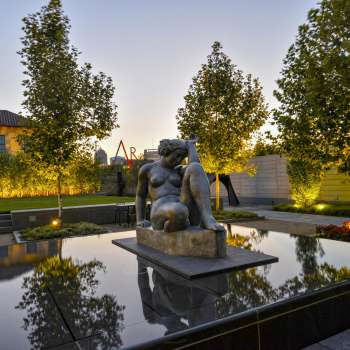 CMA Sculpture Garden at dusk.
