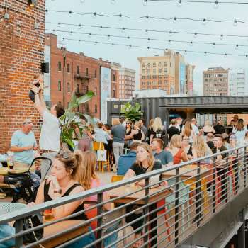 The two-story patio at Jackie O's on Fourth