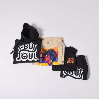 Four CBUS Soul® apparel items — a hoodie, crewneck, and two t-shirts