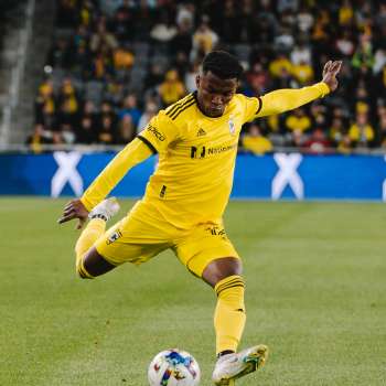 Player for the Columbus Crew in action during soccer game