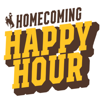 University of Wyoming Homecoming Happy Hour logo with bucking horse