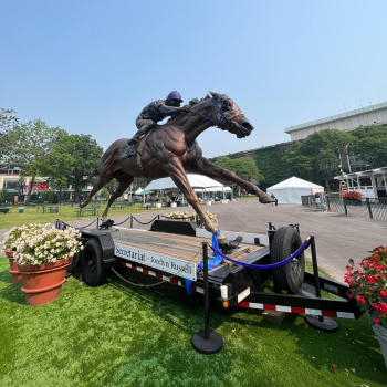 Statue of legendary race horse Secretariat at Belmont race course