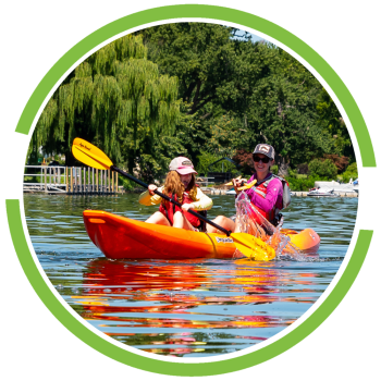 mother and daughter kayaking