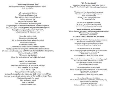 MLK program Songs 2025