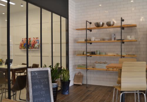 shelves of dining ware