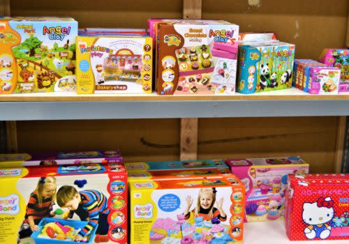 shelves of children toys