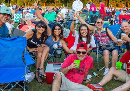 group sitting in lawn chairs