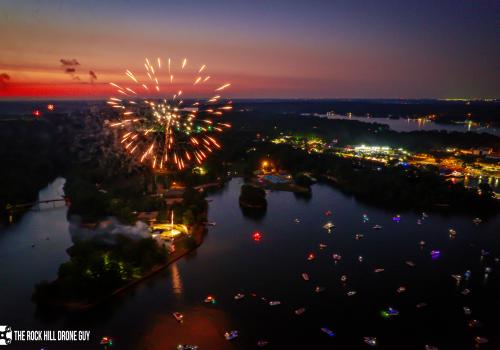 Boats watching fireworks on Lake Wylie