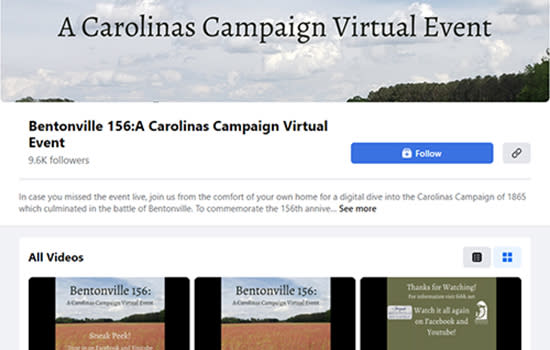 Bentonville Battlefield 156 Virtual Event Facebook Screenshot