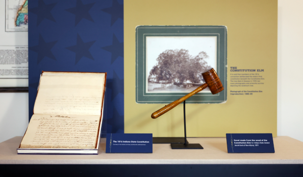 Indiana Constitution display at the Corydon Capitol State Historic Site 2026.