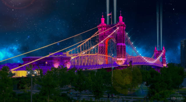 The Roebling Suspension bridge colored with Blink concept art