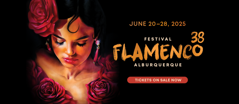 A graphic promoting the Festival Flamenco Alburquerque from June 20-28, 2025.