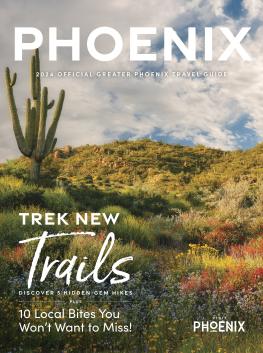 A cover of the Visit Phoenix 2023-2024 Travel Guide, featuring hidden gem hikes from the Sonoran Desert
