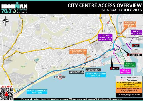 IRONMAN Bike Route and Access Overview - Swansea City Centre