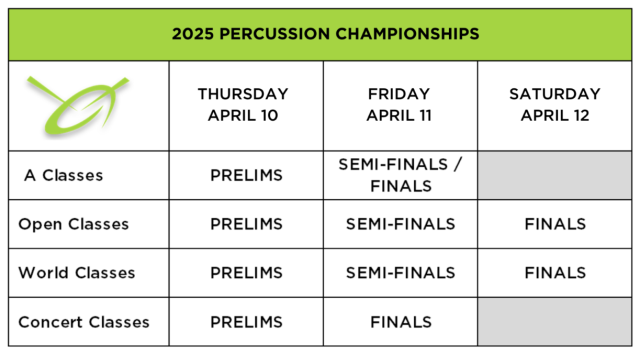 2025 Percussion Schedule