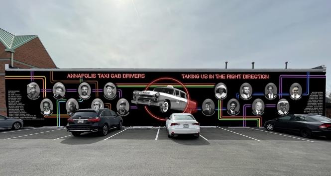 Artist rendering of taxi Cab Mural in Annapolis.
