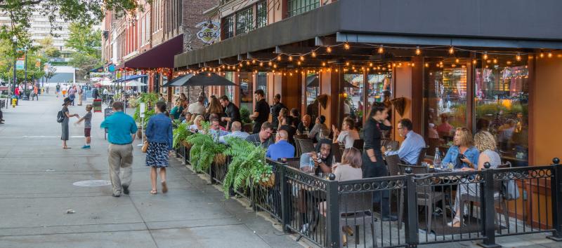 Knoxville's downtown cafes are thriving with a robust range of clientele and outdoor seating