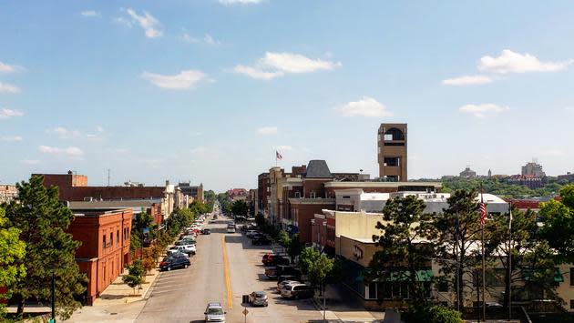Cityscape of Lawrence, Kansas.