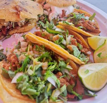 Plate full of deliciousness at Cesar's Taco's food truck on a sunny day in Port Charlotte, Florida!