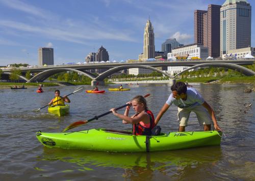 Children Kayak at Scioto River