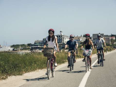 Friends Riding Bikes at Block Island