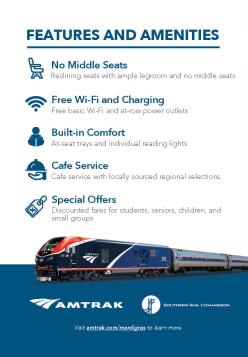 Amtrak Mardi Gras Service Features and Amenities