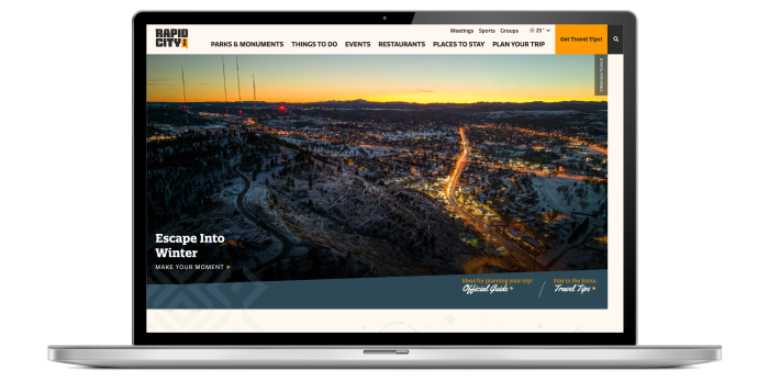 Visit Rapid City Website 2024 - Laptop Display | Simpleview Inc.