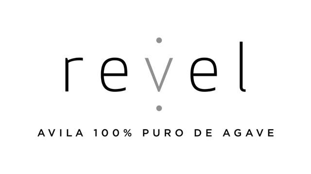 Black logo on a white background reads "revel"