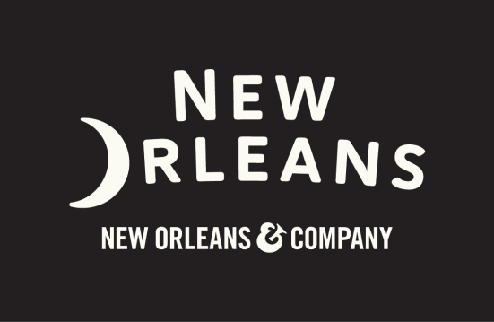 New Orleans Leisure / Corporate CoBrand Logo Stacked - White on Black