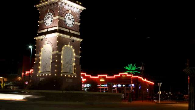 Delano Clock Tower at Christmas