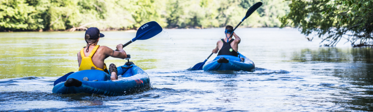Two people kayaking on the chattahoochee river