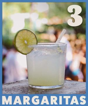 Margarita at Fresas South First with text overlay reading 3 margaritas.