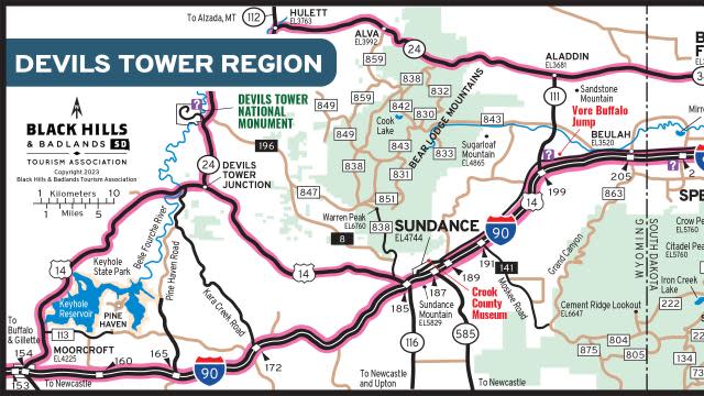 Devil's Tower attraction map 2023