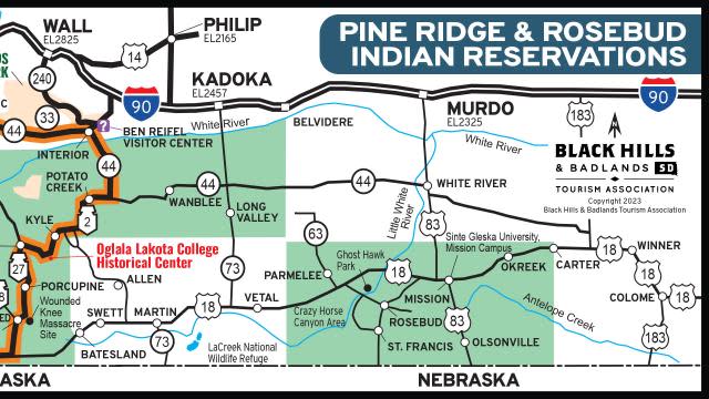 Pine Ridge Attraction Map 2023