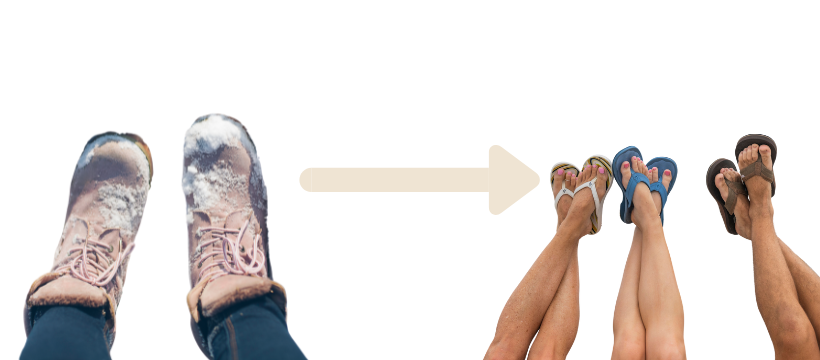 trade snow boots for flip flops