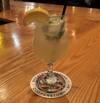 A drink on a bar