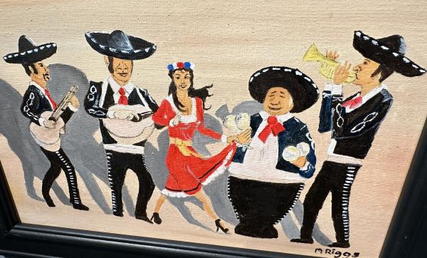 "Mariachi" by Melinda Riggs is a painting on display at the Fort Smith Regional Art Museum in Fort Smith, Arkansas