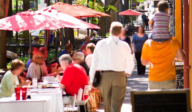 Outside dining downtown on sale