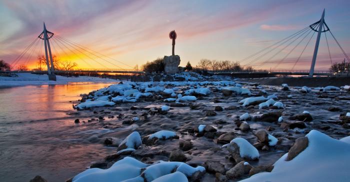 Keeper of the Plains Winter Sunset Wichita