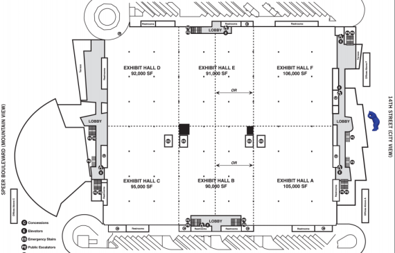 map denver convention center Exhibit Level Of The Convention Center Visit Denver map denver convention center