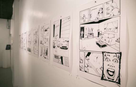 Comic strip exhibit at Dimensions Gallery