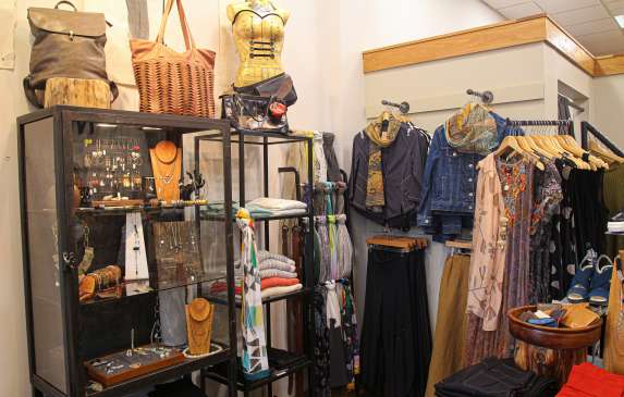 Displays of clothing, jewelry, and accessories at Mirth