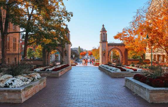 Sample Gates looking down Kirkwood Avenue on a sunny fall day