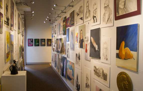 Display of drawings and paintings at Waldron Gallery